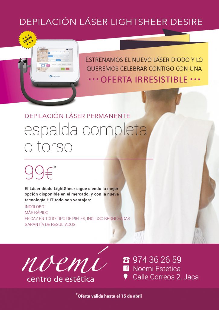  En www.centroesteticanoemi.com estrenamos nuevo láser de diodo y lo queremos celebrar contigo con ¡¡una oferta irresistible!!