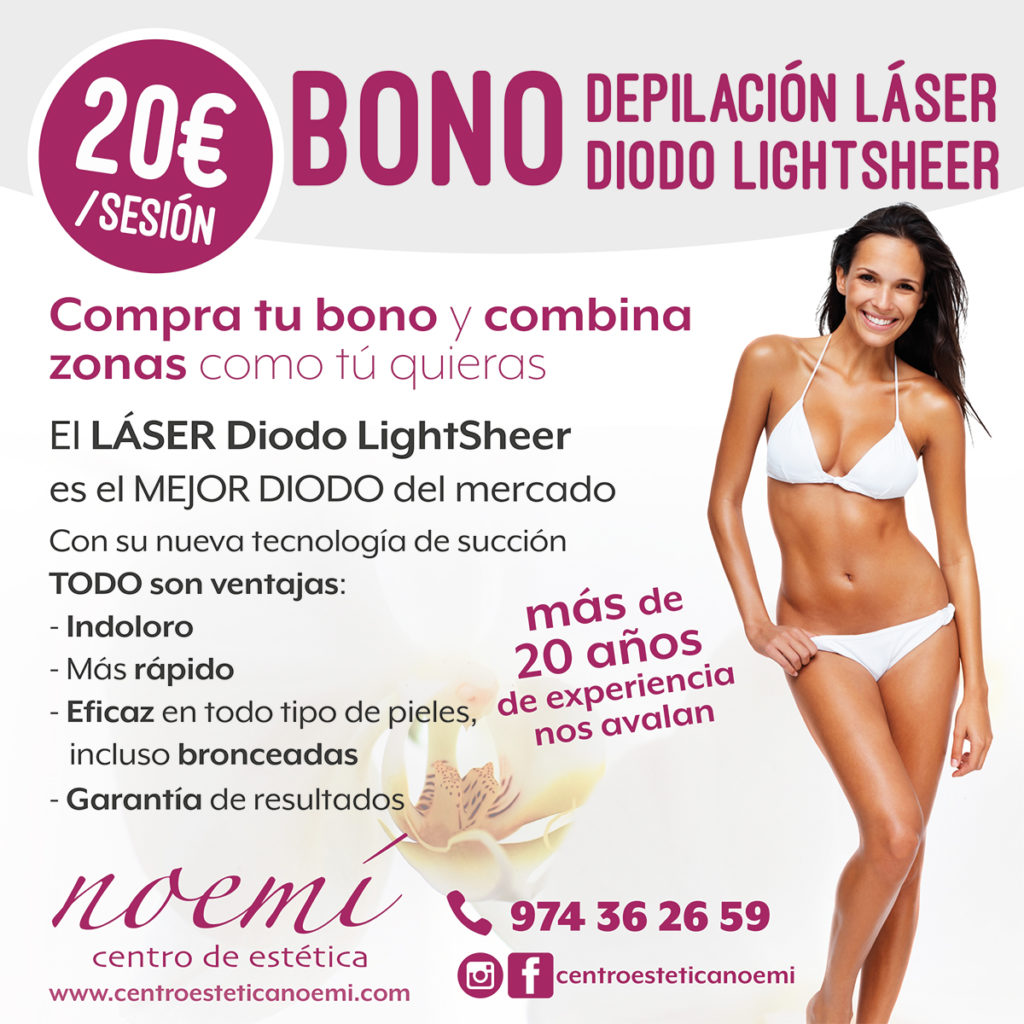 No te pierdas la nueva oferta de depilación láser diodo LightSheer . Compra tu bono a 20 € la zona y combina zonas como tu quieras...