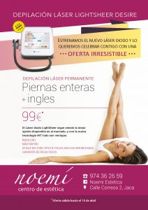 En www.centroesteticanoemi.com estrenamos nuevo láser de diodo y lo queremos celebrar contigo con ¡¡una oferta irresistible!!